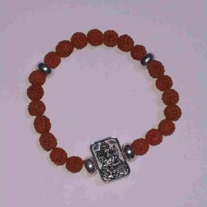 Abhimantrit Bracelet (Unisex) Copper Metal Ganesha Idol (Rudraksha) - Image 2