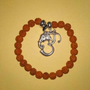 Abhimantrit  Bracelet ( Unisex ) Metal Ganesha Face with "ॐ"( Rudraksha) - Image 1