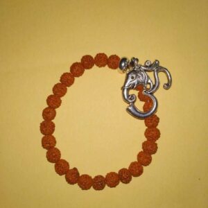 Abhimantrit  Bracelet ( Unisex ) Metal Ganesha Face with "ॐ"( Rudraksha) - Image 2