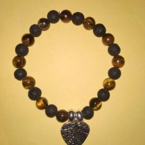 Abhimantrit  Bracelet (Unisex) With Metal Heart,Tiger Eye & Black Stone - Image 1