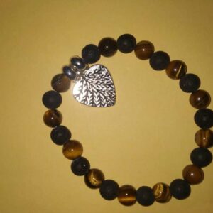 Abhimantrit  Bracelet (Unisex) With Metal Heart,Tiger Eye & Black Stone - Image 3
