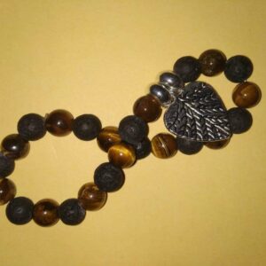 Abhimantrit  Bracelet (Unisex) With Metal Heart,Tiger Eye & Black Stone - Image 2