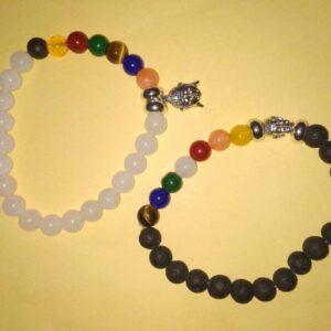 Abhimantrit Bracelet 2 Pieces (Unisex) Tortoise ,Tiger Eye & Multicolour Stone(Hakik) - Image 4