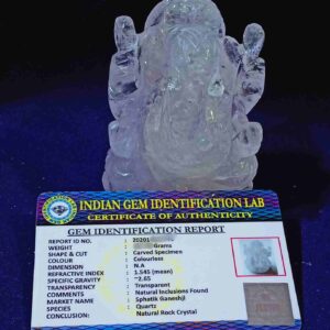 Indian Sphatik Ganesh Idol 1.075Kg Certified - Abhimantrit - Image 2