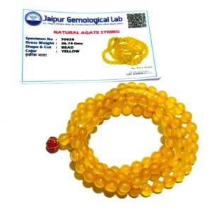 Abhimantrit Yellow Hakik Mala & Certified 6 mm & 108 Beads - Image 2