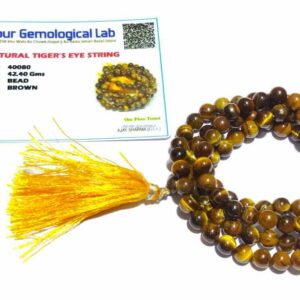 Abhimantrit Tiger Eye Stone Mala For Rahu & Certified  6mm 108 Beads - Image 2