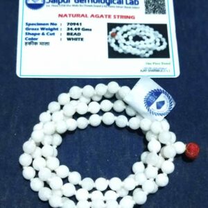 Certified (Safed) White Hakik Mala - For Chandra / Moon- 6 mm & 108 Beads - Image 2