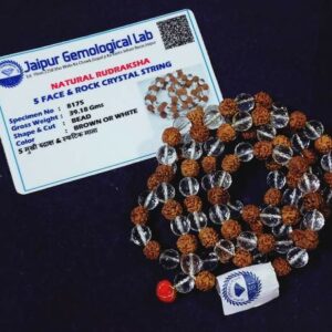 Abhimantrit 5 Mukhi Rudraksha with Sphatik Mala in Diamond Cut 108 Bead & Certified - Image 4