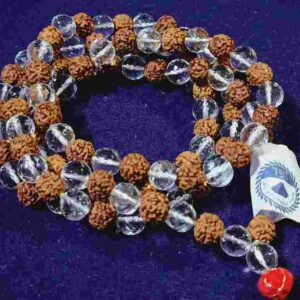 Abhimantrit 5 Mukhi Rudraksha with Sphatik Mala in Diamond Cut 108 Bead & Certified - Image 7