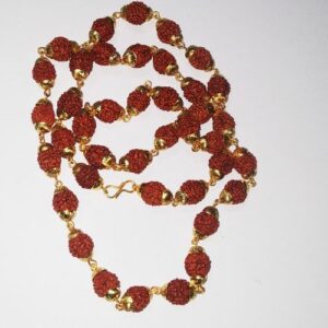 Abhimantrit Rudraksha Mala With Golden Cap Original  Products (54 Beads) 3 to 5mm - Image 5