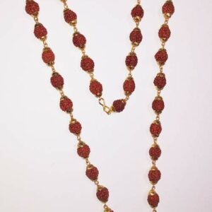 Abhimantrit Rudraksha Mala With Golden Cap Original  Products (54 Beads) 3 to 5mm - Image 4