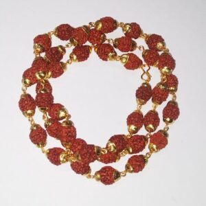 Abhimantrit Rudraksha Mala With Golden Cap Original  Products (54 Beads) 3 to 5mm - Image 1