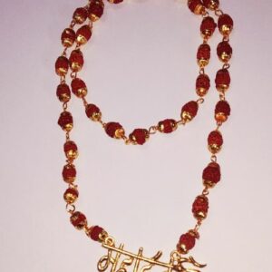 Abhimantrit Trishul Mahadev With Panchmukhi Rudraksha Mala Gold-plated (40Beads) 3mm - Image 2