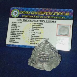 Abhimantrit Indian Sphatik Shree Yantra & Certified - 35 to 40 Gram - Image 2