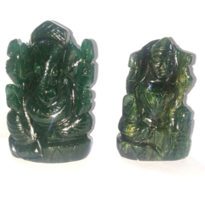 Green Aventurine Laxmi Ganesh, Natural Green Aventurine Stone Idol (221) Gram - Image 1