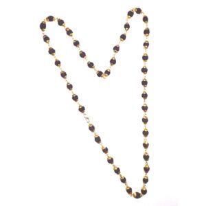 Abhimantrirt Golden Kalp Five Mukhi Rudraksha Mala (40/45 Bead) - Image 4