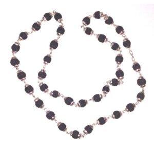 Abhimantrirt German Silver Kalp Five Mukhi Black Rudraksha Mala (40/45 Bead) - Image 2