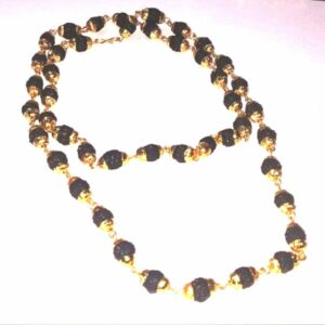 Abhimantrirt Golden Kalp Five Mukhi Rudraksha Mala (40/45 Bead) - Image 1