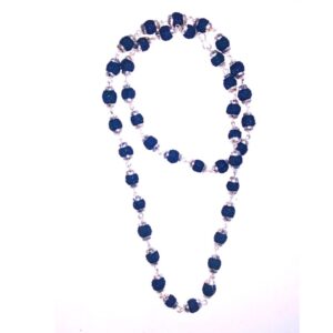 Abhimantrirt German Silver Kalp Five Mukhi Black Rudraksha Mala (40/45 Bead) - Image 3
