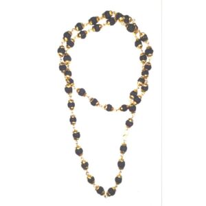 Abhimantrirt Golden Kalp Five Mukhi Rudraksha Mala (40/45 Bead) - Image 3