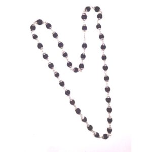 Abhimantrirt German Silver Kalp Five Mukhi Black Rudraksha Mala (40/45 Bead) - Image 4