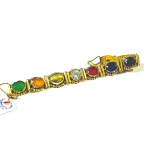 Certified Navratna Bracelet- Mixed Semi Precious Stone Navratan - Image 2