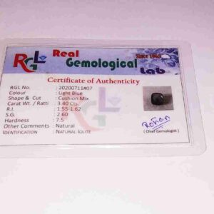 Abhimantrit Iolite (Neeli) Blue Gemstone & Certified - 3.40 Carat - Image 3