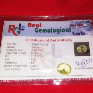 Certified Yellow Zircon Natural Crystal- 8.1 Carat - Image 2