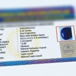 Abhimantrit Natural Lapis Lazuli Stone & Lab-Certified 9.25 Carat - Image 2