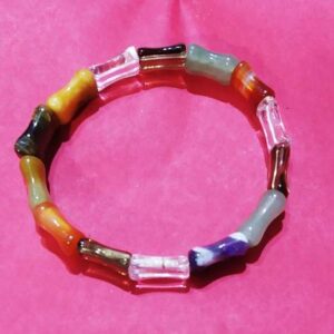 Abhimantrit Amethyst, Aventurine, Glass, Agate, Tiger Mix Bracelet- Stretchable - Image 3