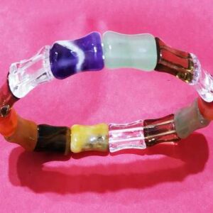 Abhimantrit Amethyst, Aventurine, Glass, Agate, Tiger Mix Bracelet- Stretchable - Image 1