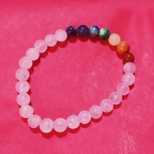Abhimantrit Rose Quartz With 7 Chakra Bracelet - Lab Certified - Image 2