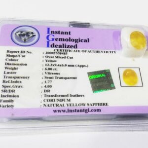 Certified Yellow Sapphire (Pukhraj) Genuine & Natural Gemstone- 6 Carat - Image 4