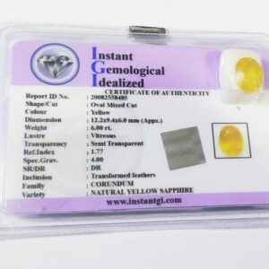 Certified Yellow Sapphire (Pukhraj) Genuine & Natural Gemstone- 6 Carat - Image 3