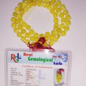 Certified Yellow Chalcedony Mala Original & Natural Gemstone - Image 1
