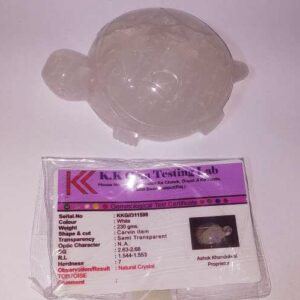 Abhimantrit Indian Sphatik Kachua (Crystal Tortoise) & Certified 242 Gram - Image 2