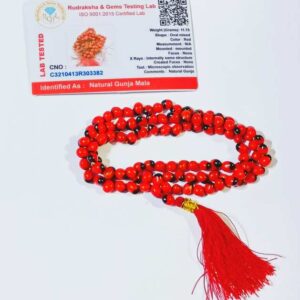 Abhimantrit Red & Black Gunja Mala Certified & Genuine Gunja - Image 3
