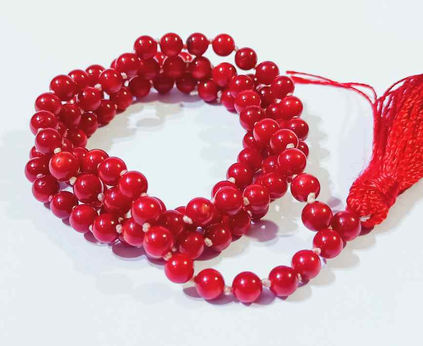 Red Coral or Moonga Stone Beaded Bracelet Stretchable Bracelet Good  Fortune Bracelet Indian Vedic Astrology Bracelet