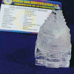 Abhimantrit Indian Sphatik Shree Yantra Lab Certified & Natural Crystal- 121 Gram - Image 1