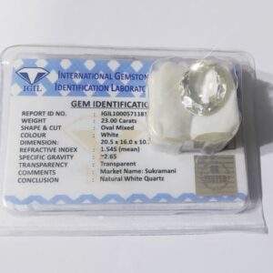 Abhimantrit Certified Shukra Mani / White Quartz Stone & Lab Certified - 23 Carat - Image 1