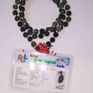 Abhimantrit Moss Agate Mala & Lab Certified Gemstone - Image 2