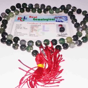 Abhimantrit Moss Agate Mala & Lab Certified Gemstone - Image 1