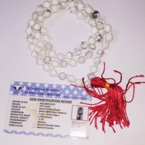 Certified Howlite Mala & Natural Gemstone - Image 2