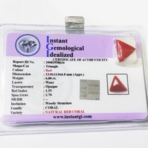Abhimantrit Triangle Red Coral (Trikona Moonga) Stone & Certified - 6.80 Carat - Image 3
