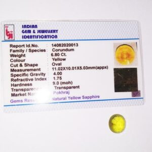 Certified Yellow Sapphire (Pukhraj) Genuine & Natural Gemstone- 6.80 Carat - Image 5
