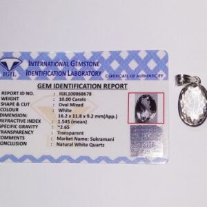 Abhimantrit Shukra Mani (White Quartz) Stone & in Silver Locket- 15 Carat - Image 2