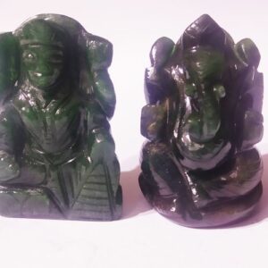 Lab- Certified Green Aventurine Ganesh Laxmi Idol Abhimantrit Weight- 339 Gram - Image 2