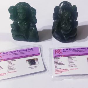 Lab- Certified Green Aventurine Ganesh Laxmi Idol Abhimantrit Weight- 339 Gram - Image 4