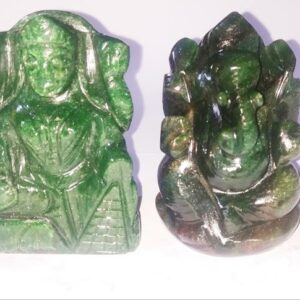 Lab- Certified Green Aventurine Ganesh Laxmi Idol Abhimantrit Weight- 339 Gram - Image 1