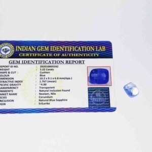 Srilankan Neelam (Blue Sapphire) Unheated and Untreated & Lab Certified- 5 Carat - Image 3